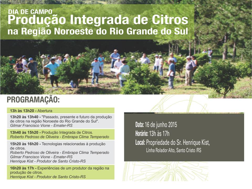 Terça-feira acontece Dia de Campo sobre citricultura